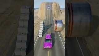 Cars & School Bus vs Wall Bollards Crush #19 - BeamNG.Drive