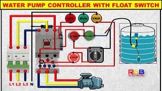 3 Phase DOL Starter Control and Power Wiring Diagram water Pump Controller with float switch