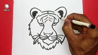 dibujo de tigre - Cómo dibujar tigre