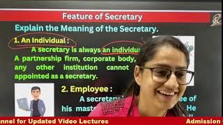 Class 11th  SP Chapter 1 Secretary  Feature of Secretary  L3 Kedia Commerce Classes