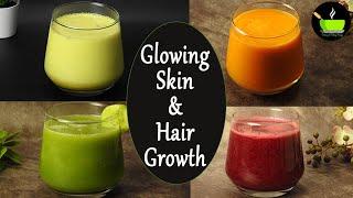4 Healthy Juices For Glowing Skin & Hair Growth  Drink for Healthy Hair Skin & Nails Morning Juice