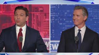 Gavin Newsom Ron DeSantis exchange insults in FOX News debate with Hannity