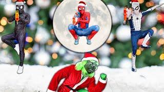 PRO 6 SUPERHERO TEAM  Spider-Man Dream On Christmas Day   Nerf Gun Christmas Story 