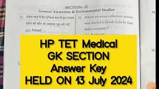 HPTET MEDICAL  GK Section Held on 13 July 2024  The Vani Classes