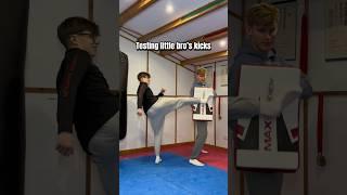 My little bro tests his kicks on me