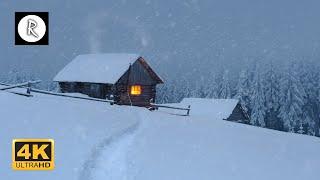 Snowstorm Blizzard & Howling Winds  10 Hours Relaxing Sounds for Sleep Insomnia Wooden Cabin 4K
