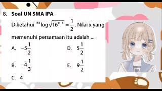 Diketahui 64^log √16^x - 4 = ½. Nilai x yang memenuhi persamaan itu adalah...