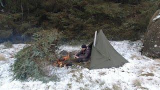 hot tent camping in ireland snowing