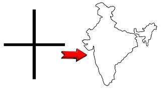 How to draw Indian Map From + symbol  Easy Indian Map Drawing for beginners