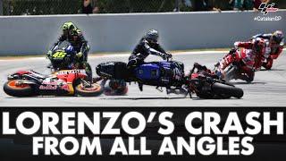 Lorenzos crash in Catalunya from all angles  2019 #CatalanGP