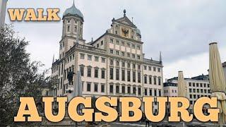 Walk from Augsburg Main Train Station Hauptbahnhof to City Center Rathaus Spring 2024