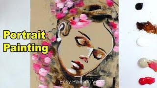 BEAUTIFUL PORTRAIT PAINTING  Acrylic painting Tutorial  Abstract Art