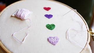 用4种不同针法完成刺绣爱心教程 2  Embroider a heart with 4 different stitches