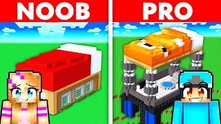 NOOB vs PRO SECRET BED HOUSE Build Challenge in Minecraft With Crazy Fan Girl