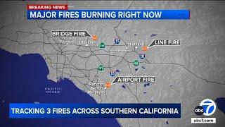 3 massive wildfires burning across Southern California