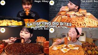 ASMR  SATISFYING BIG BITES MUKBANG COMPILATION  FAST FOOD X KOREAN SPICY NOODLES EATING SHOW 