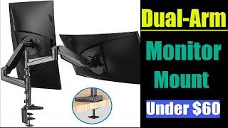 HUANUO Dual Monitor Mount  Aluminum Gas Spring Arm HOLDS UP TO 32 Monitor