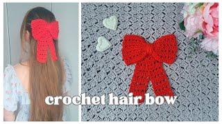 Crochet Hair Bow Tutorial For Beginners  DIY Easy Lovely Hair Ribbon Bow & Free Crochet Pattern