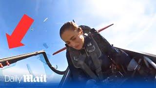 Terrifying moment pilots canopy shatters mid-flight forcing her to land