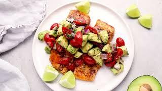  Grilled Salmon with Avocado Salad {Low-carb option}