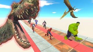 Super Hero Team Escaped From Being Eaten By T-Rex JAWs - EPIC WAR SuperHeroes VS Dinosaurs