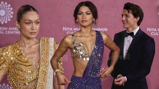 Tom Holland Girlfriend Zendaya and Gigi Hadid in Saree at Ambanis NMACC Launch in India