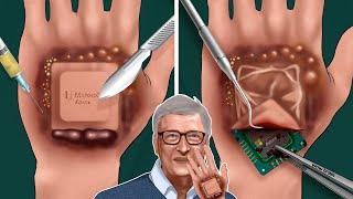 ASMR Animation Remove the Microsoft chip out of Bill Gates hands  WOW Brain Satisfying Video