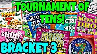 TOURNAMENT OF TENS #3 $100 LOTTERY SCRATCH OFF CHALLENGE #scratchers #scratchoffs #lottery