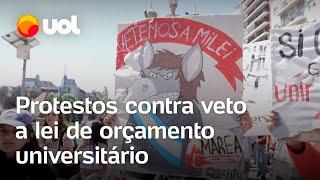 Deputados argentinos mantêm veto de Milei à lei de orçamento universitário e estudantes protestam