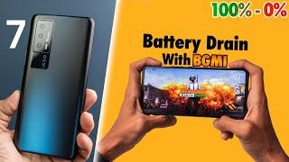 iQOO 7 - 4Hrs+ BGMI Gameplay Battery Drain HEATING Test too 100% to 0% {HDR+EXTREME}