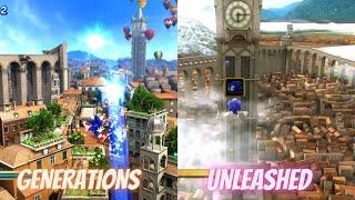 Sonic generations vs sonic unleashed rooftop run comparison