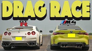 2022 BMW M4 Comp Xdrive vs 2018 Nissan GTR R35 drag and roll race.