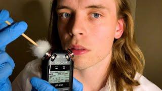 ASMR DEEP EAR CLEANING EXAM  CLOSE WHISPERING ear to ear sensitive mic doctor roleplay tascam