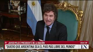 Javier Milei mano a mano con Esteban Trebucq El país está mejorando de forma sustancial