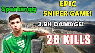 Sparkingg - 28 KILLS 3.9K DAMAGE - 1 MAN SQUADS - EPIC SNIPER GAME - PUBG