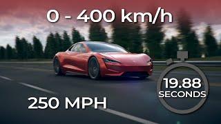 TESLA ROADSTER - Acceleration 0-400 kmh 250 MPH