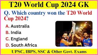 T20 World Cup 2024 Current Affairs  Top 20+ MCQs  T20 World Cup GK Questions in English