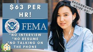 FEMA is Hiring Remote $63 Per Hour  No Interview No Phone Remote Work From Home Jobs 2024