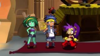 Shantae and Rottytops jam out while Bolo is unamused