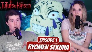 YUJI ATE WHAT?  Jujutsu Kaisen Couple Reaction  Ep 1 Ryomen Sekuna