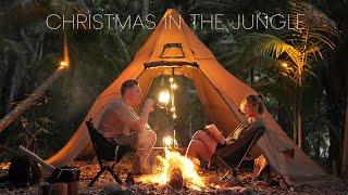 RELAX Camping with 1 MILLION Subscribers in RAIN FOREST  Cosy Christmas in the Jungle ASMR 