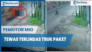 Detik detik Pemotor Mio Tewas Terlindas Truk Paket di Tegal