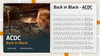 Drum Bladmuziek uitleg en meespelen met ACDC - Back In Black - Online Drumles