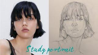 Learn how to draw a realistic portrait using the Loomis method