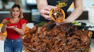 My Grandmas TOP of the line Mexican BARBACOA STREET TACOS super tender beef in beer red sauce