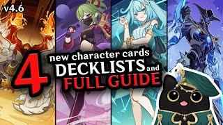 Version 4.6 - ALL 4 NEW CHARACTER CARDS full guide & decks  Genshin Impact TCG