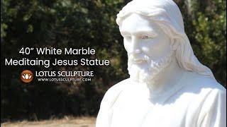 40 White Marble Dhyana Mudra Meditating Jesus Statue www.lotussculpture.com