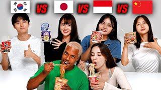 Americans Try 4 Asian countrys Cup Noodle for the FIRST TIME Which country has BEST Cup noodle?