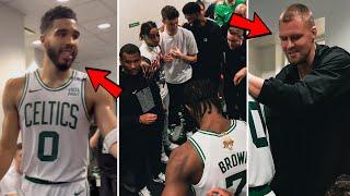Boston Celtics Locker Room Celebration After Crazy Win vs. Dallas Mavericks in Game 3