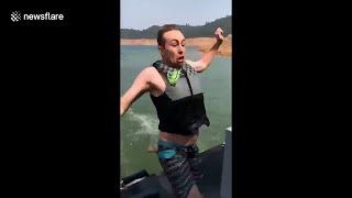 Shot on iphone 6 meme Water ski exit slam